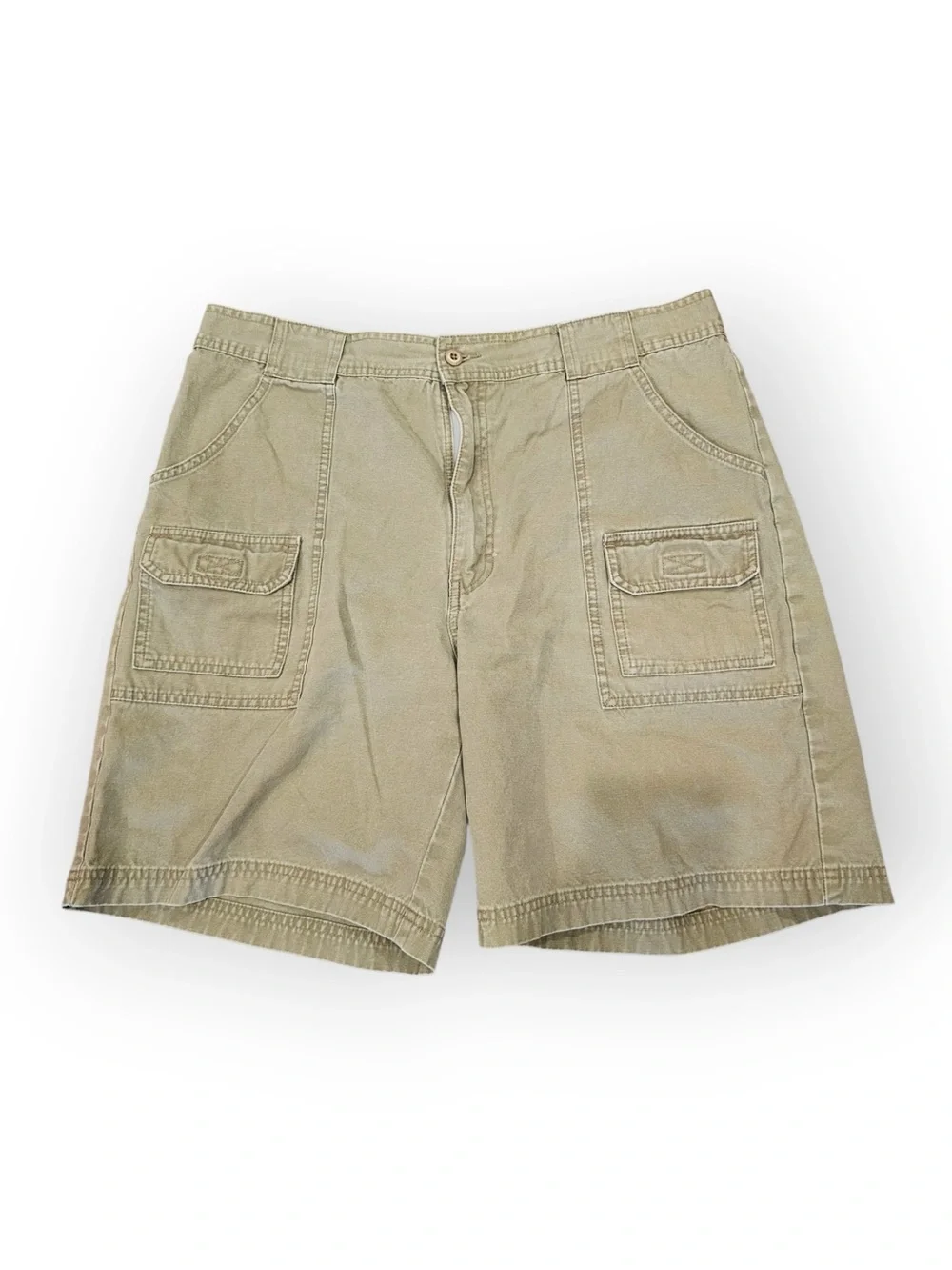 Cabela’s 7-Pocket Hiker Tan Cargo Shorts Size 38 Cotton Canvas Outdoor Camping